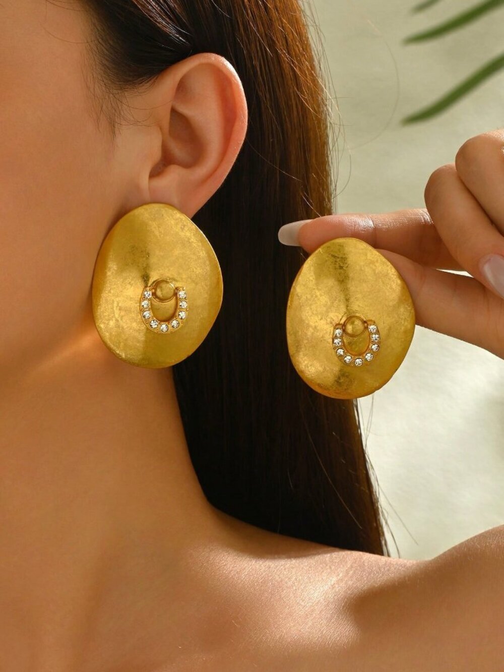 gold Women's maximalist Asymmetrical Circle Geometric Earrings